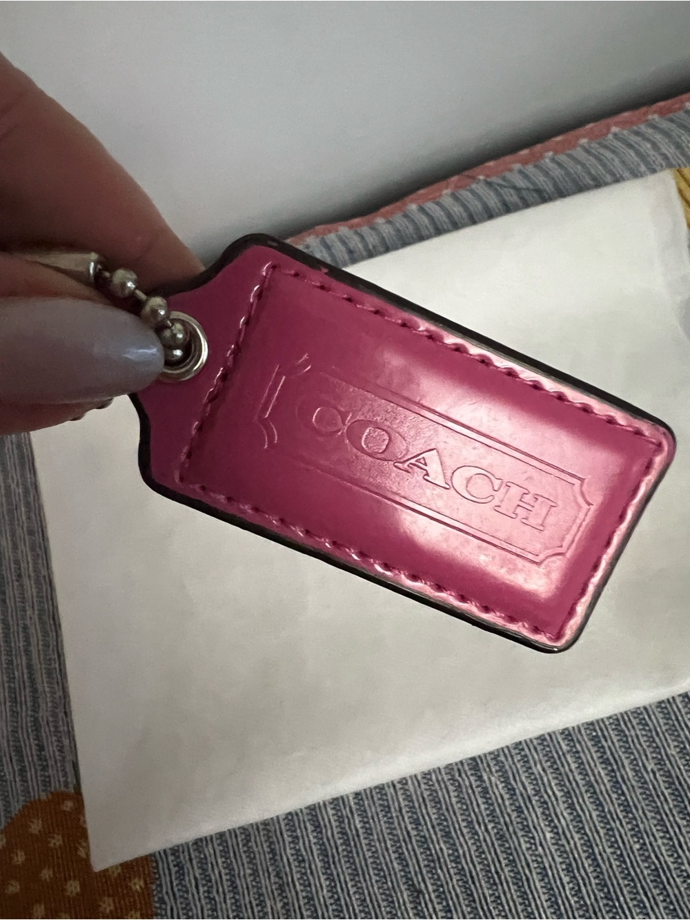 Coach Hot Pink Leather Hang Tag